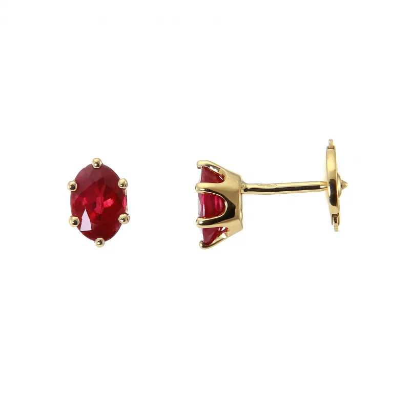 Boucles d oreilles Rubis AAA Ovales 6x4mm Or Jaune