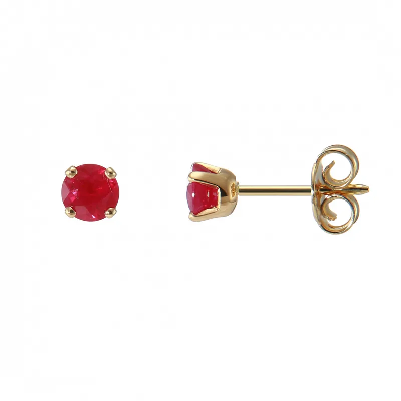 Boucles d oreilles Rubis Ronds 4.5mm Or jaune